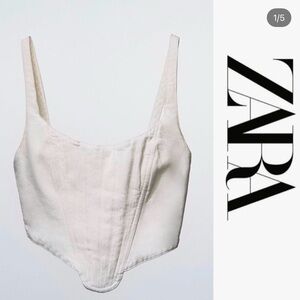 Zara White Denim Corset Top